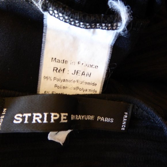 STRIPE Rayure Paris Black 3/4 sleeved V-Neck Crop Office Formal Pullover Top S - Picture 10 of 10